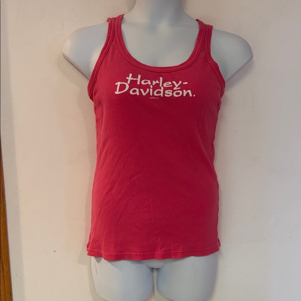 Authentic Harley Davidson Niagara Falls New York Pink Rib Knit Casual Tank Top